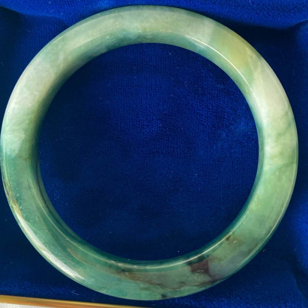 Green Jade Bangle Bracelet for Women - Classic Natural Stone